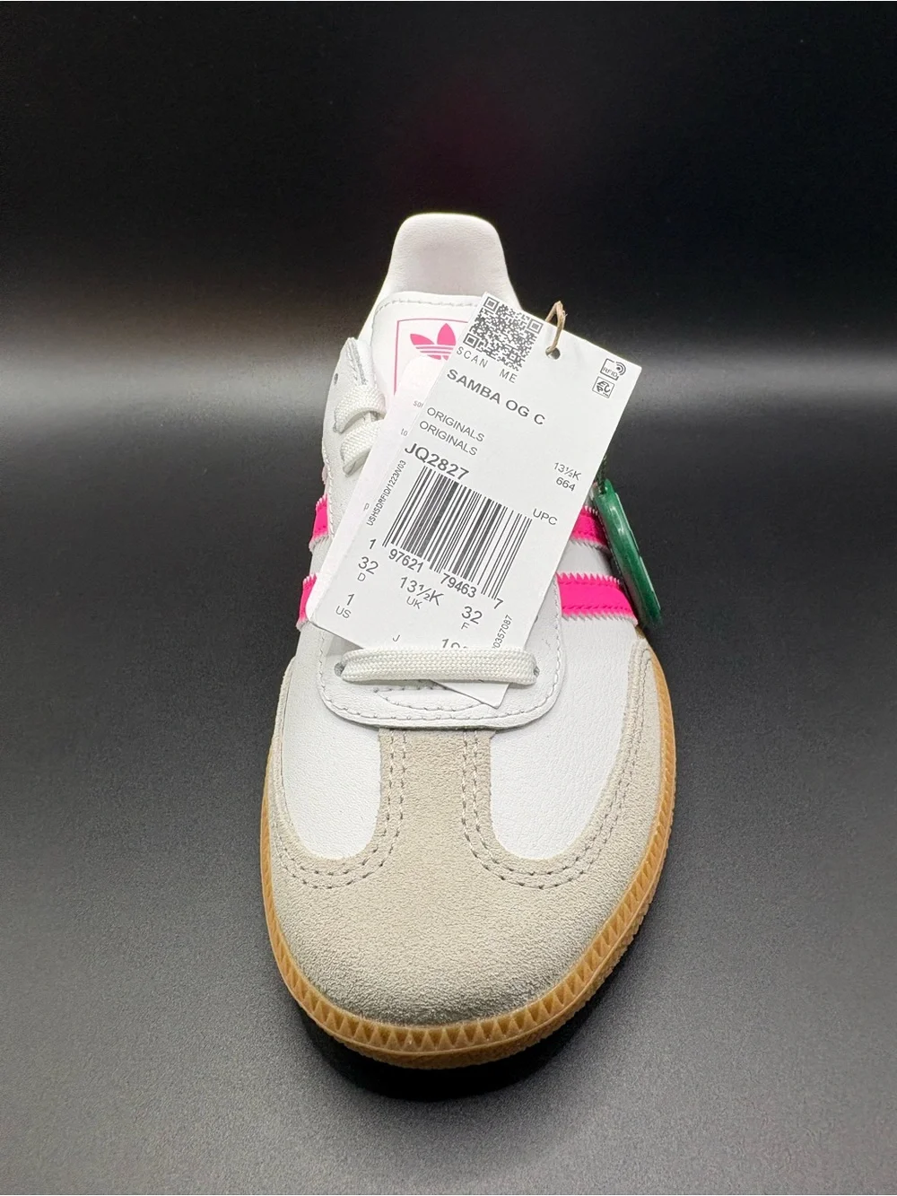 Brand New adidas Samba OG Children’s Size 1Y Cloud White Lucid Pink Gum JQ2827